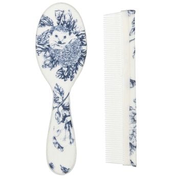 Baby Boys Ivory & Blue Toile de Jouy Brush & Comb Set