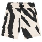 Boys Black & Ivory Zebra Shorts, 1, hi-res