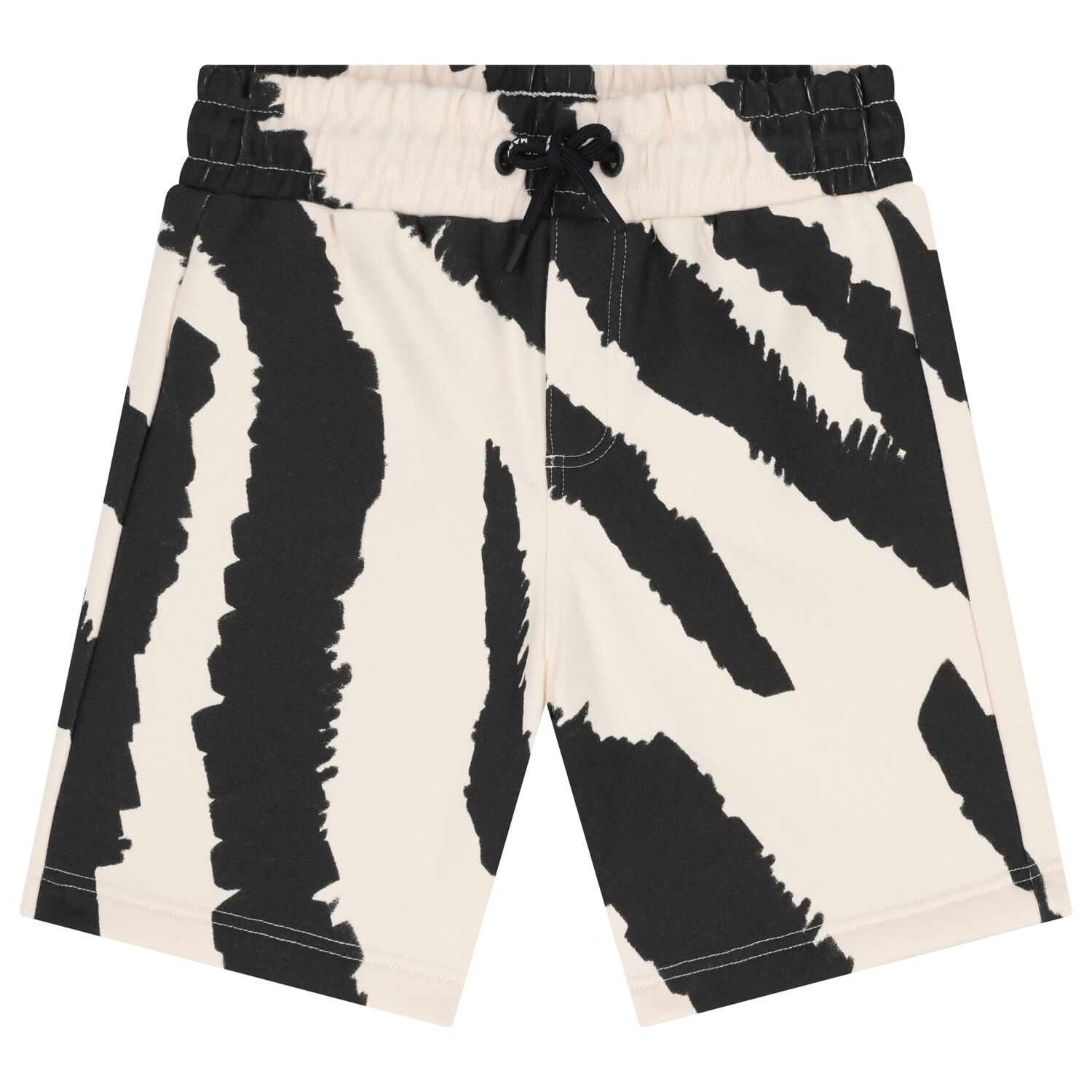 Boys Black & Ivory Zebra Shorts, 1, hi-res