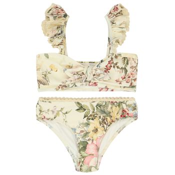 Girls Ivory Floral Bikini