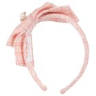 Girls Pink Tweed Bow Headband, 1, hi-res