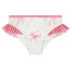 Girls White & Pink Bow Bikini, 1, hi-res