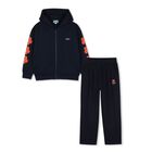 Girls Navy Blue Boke Flower Trouser Set, 1, hi-res