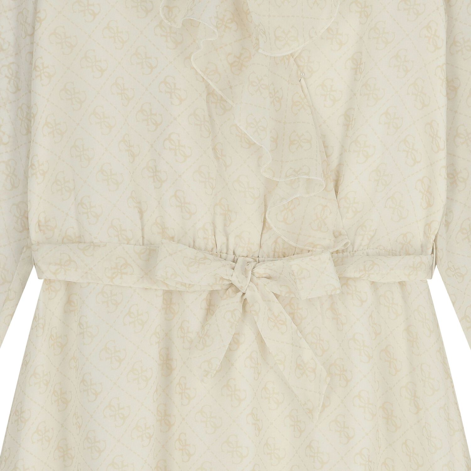 Girls Beige Logo Chiffon Dress, 1, hi-res