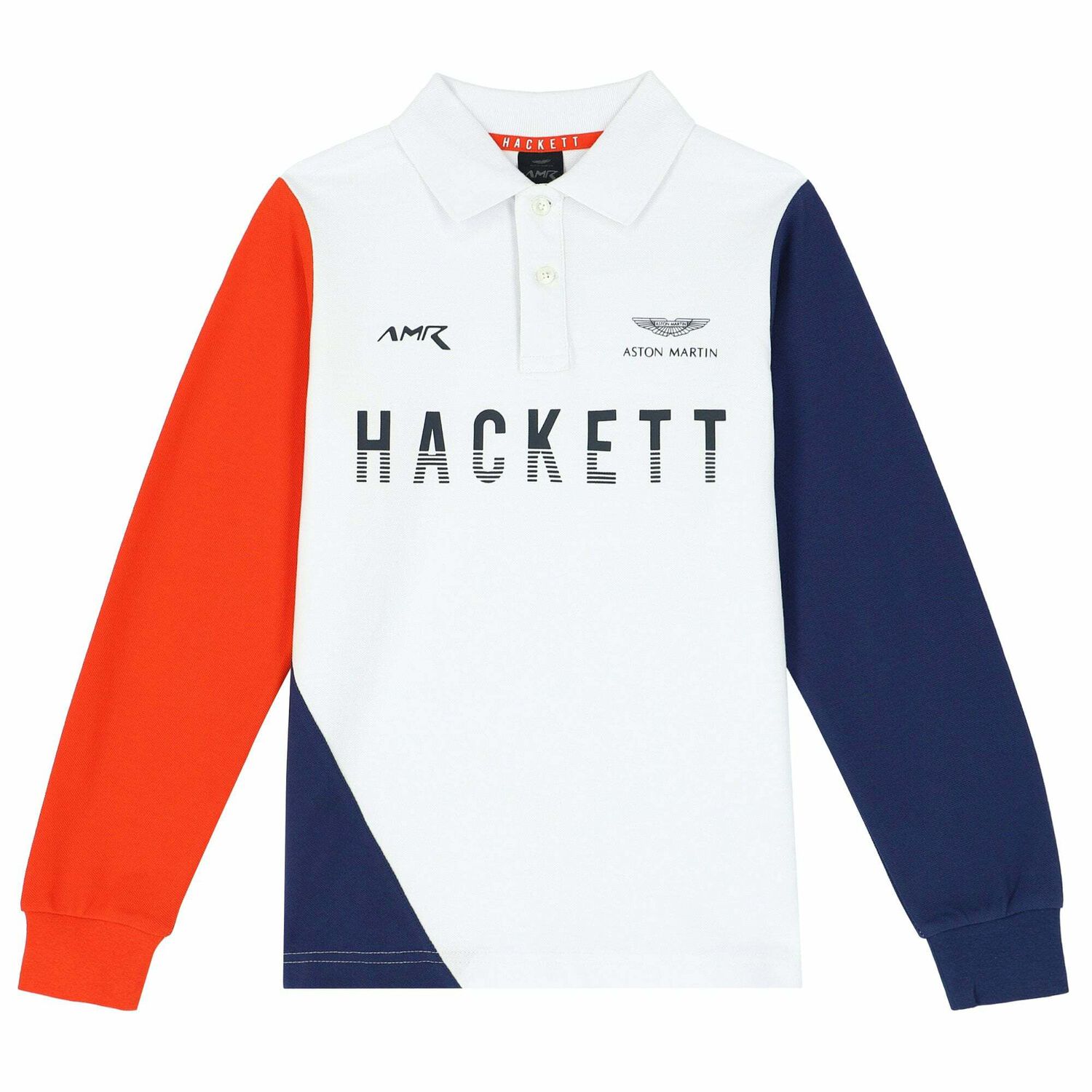 Boys White Aston Martin Long Sleeve Polo Shirt, 1, hi-res