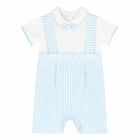 Baby Boys White & Blue Romper, 1, hi-res