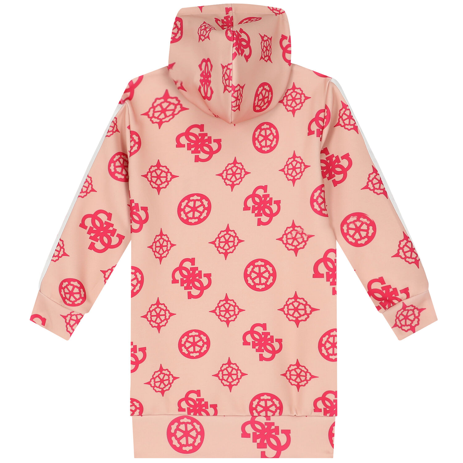 Girls Pink Logo Hooded Dress, 2, hi-res