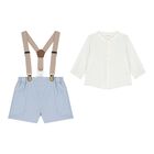 Baby Boys White & Blue Shorts Set, 1, hi-res
