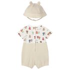 Baby Boys Ivory & Beige Romper Set, 1, hi-res