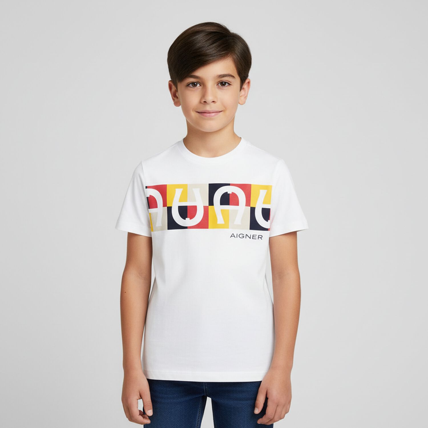 Boys White Logo T-Shirt, 1, hi-res