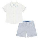 Younger Boys White & Blue Shorts Set, 1, hi-res