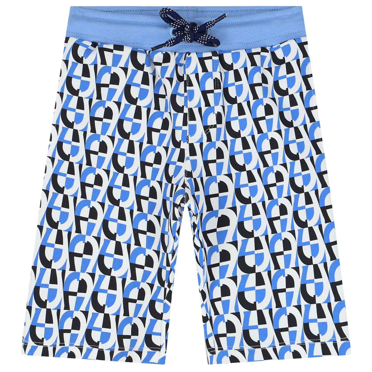 Younger Boys White & Blue  Logo Bermuda Shorts, 2, hi-res