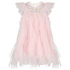 Girls Pink Ruffled Tulle Dress, 1, hi-res
