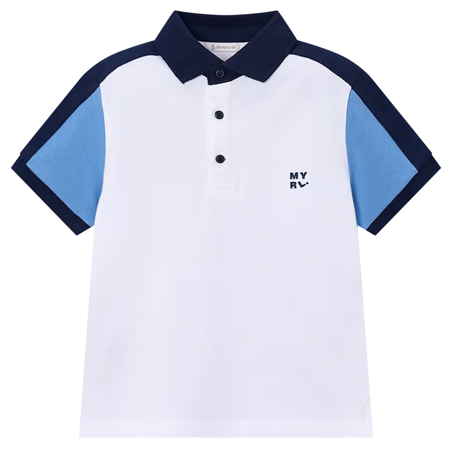 Boys White & Blue Logo Polo Shirt, 2, hi-res