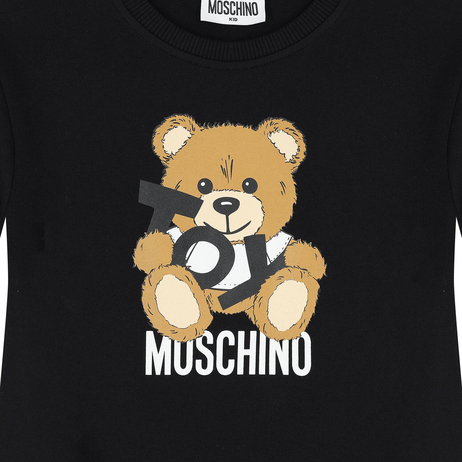 Girls Black Teddy Bear Logo Dress, 6, hi-res