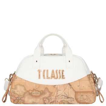 White & Beige Geo Map Baby Changing Bag 
