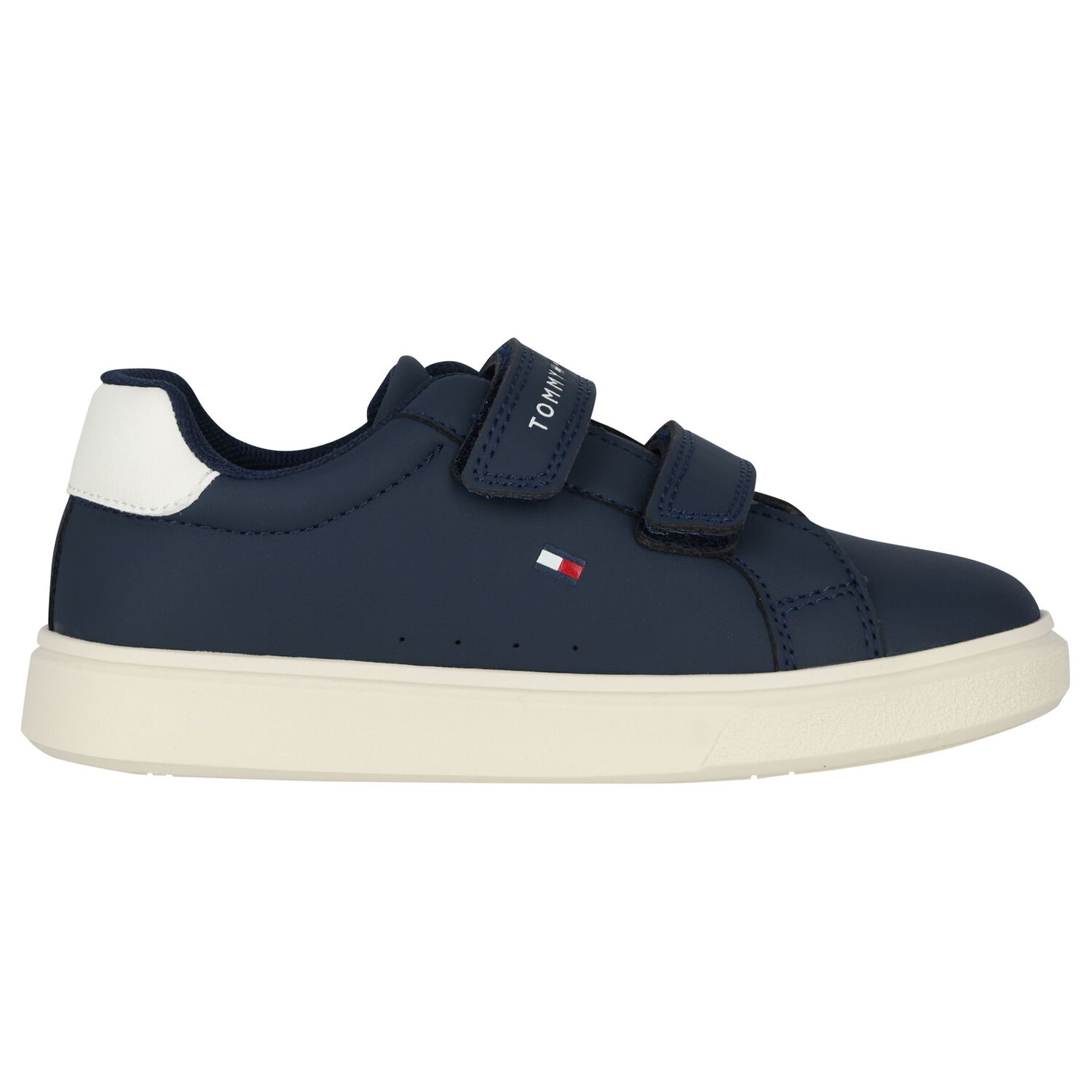 Boys Navy Blue & White Logo Trainers , 1, hi-res