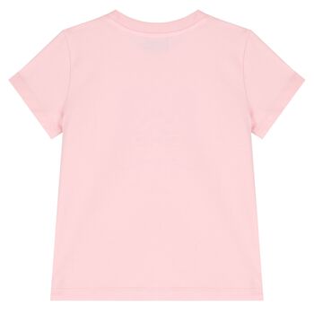 Girls Pink Teddy Bear Logo T-Shirt