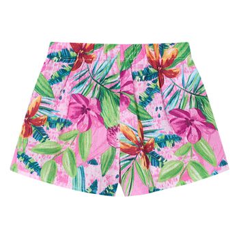 Girls Pink & Green Floral Shorts