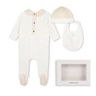 Baby Girls White & Gold Logo Babygrow Gift Set, 1, hi-res