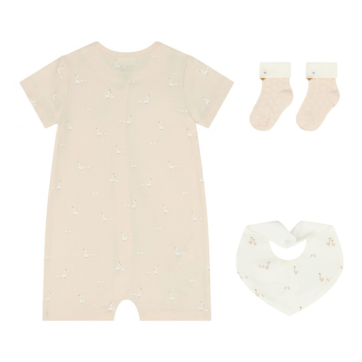 Baby Girls Swan Beige Romper Set, 4, hi-res