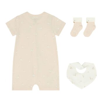 Baby Girls Swan Beige Romper Set