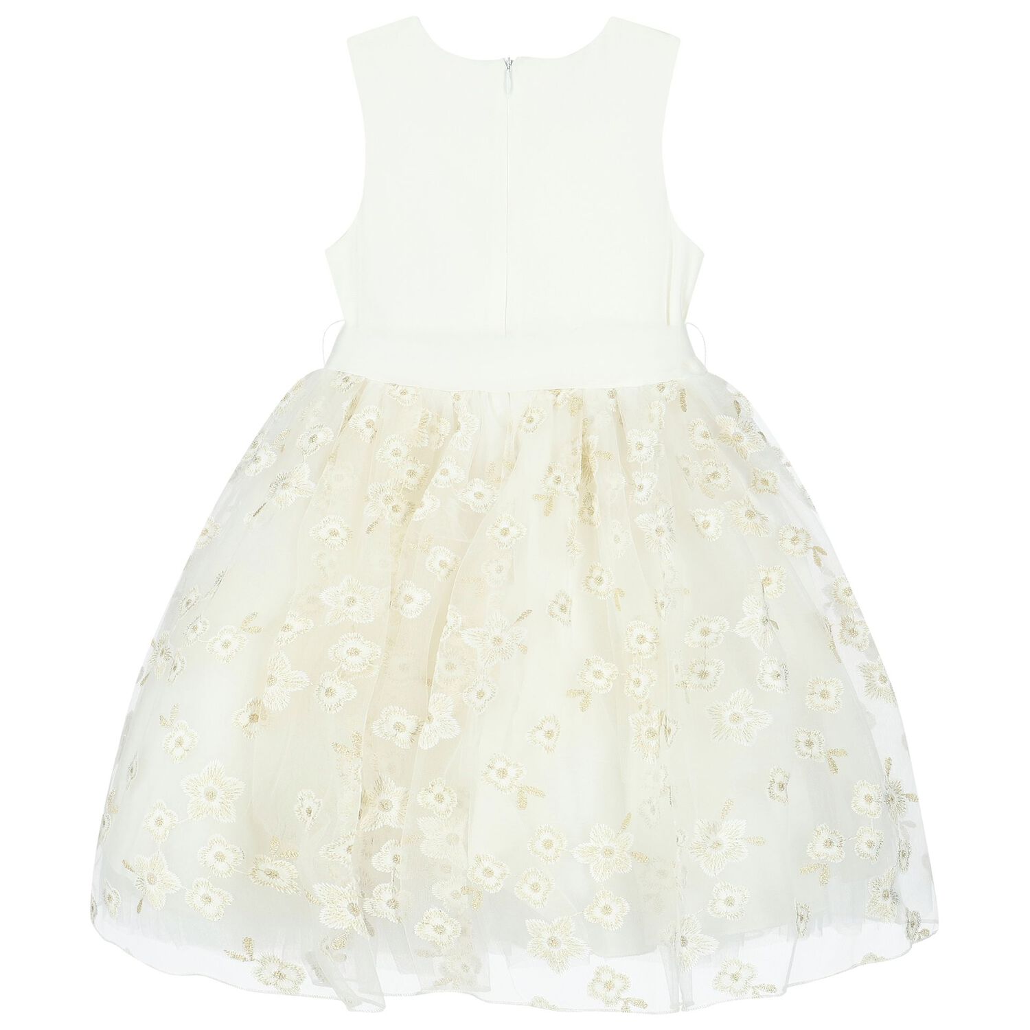 Girls Ivory Tulle Floral Dress, 1, hi-res