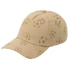 Baby Boys Beige Football Cap, 1, hi-res