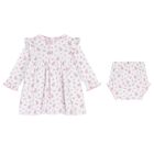 Baby Girls White & Pink Roses & Blooms Dress Set, 1, hi-res