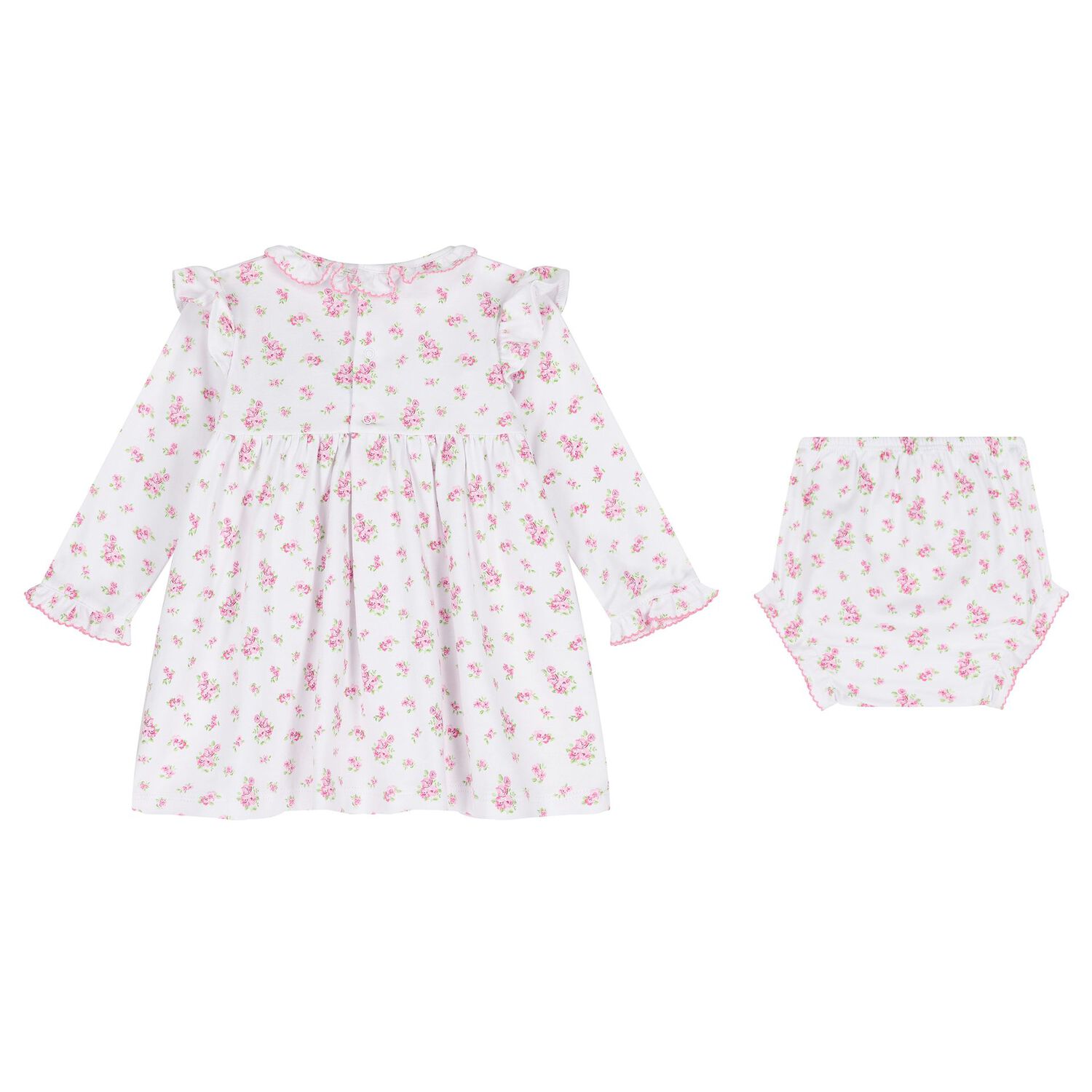 Baby Girls White & Pink Roses & Blooms Dress Set, 1, hi-res