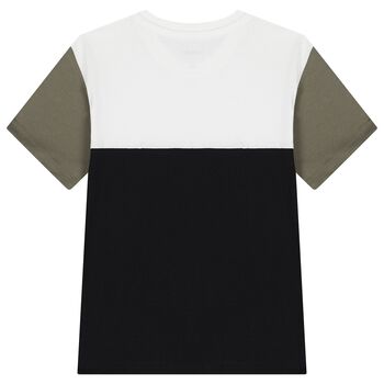Boys White & Black Logo T-Shirt