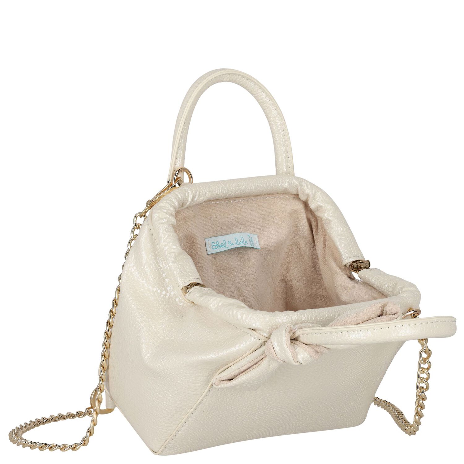 Girls Ivory Faux Leather Handbag ( 21cm ), 2, hi-res