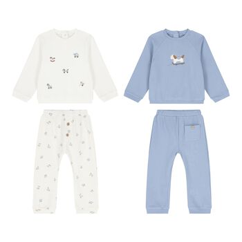 Baby Boys Ivory & Blue Toy Tracksuits ( 2-Pack )