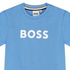 Younger Boys Blue Logo T-Shirt, 2, hi-res