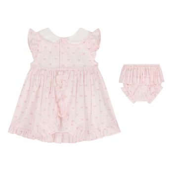 Baby Girls Pink & White Bow Dress Set