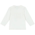Younger Boys White Logo Long Sleeve Top, 3, hi-res