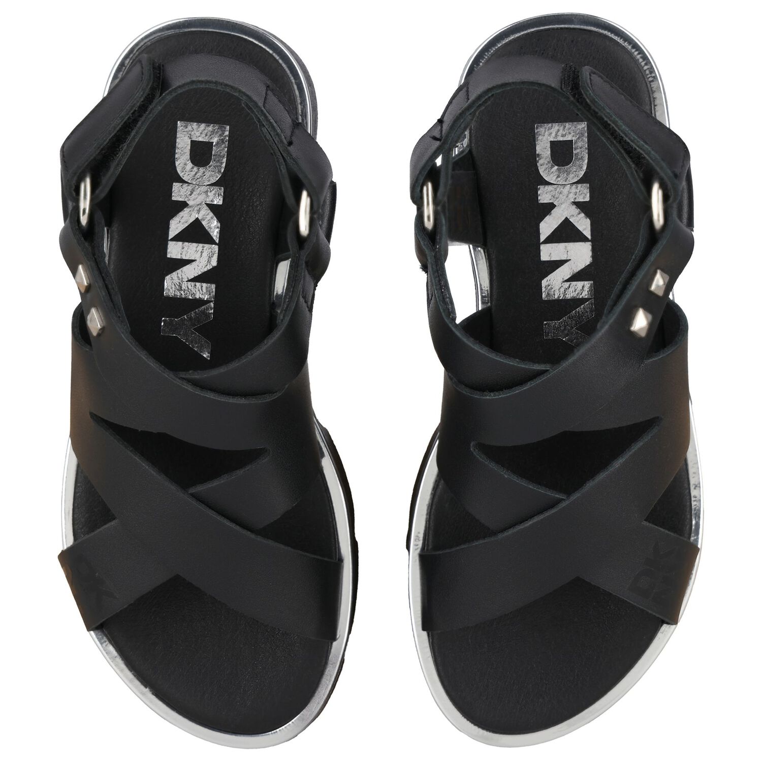 Girls Black Logo Sandals, 1, hi-res image number null