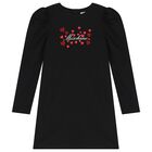 Girls Black Logo Dress, 2, hi-res