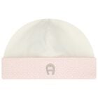 Baby Girls Ivory & Pink Logo Hat, 3, hi-res