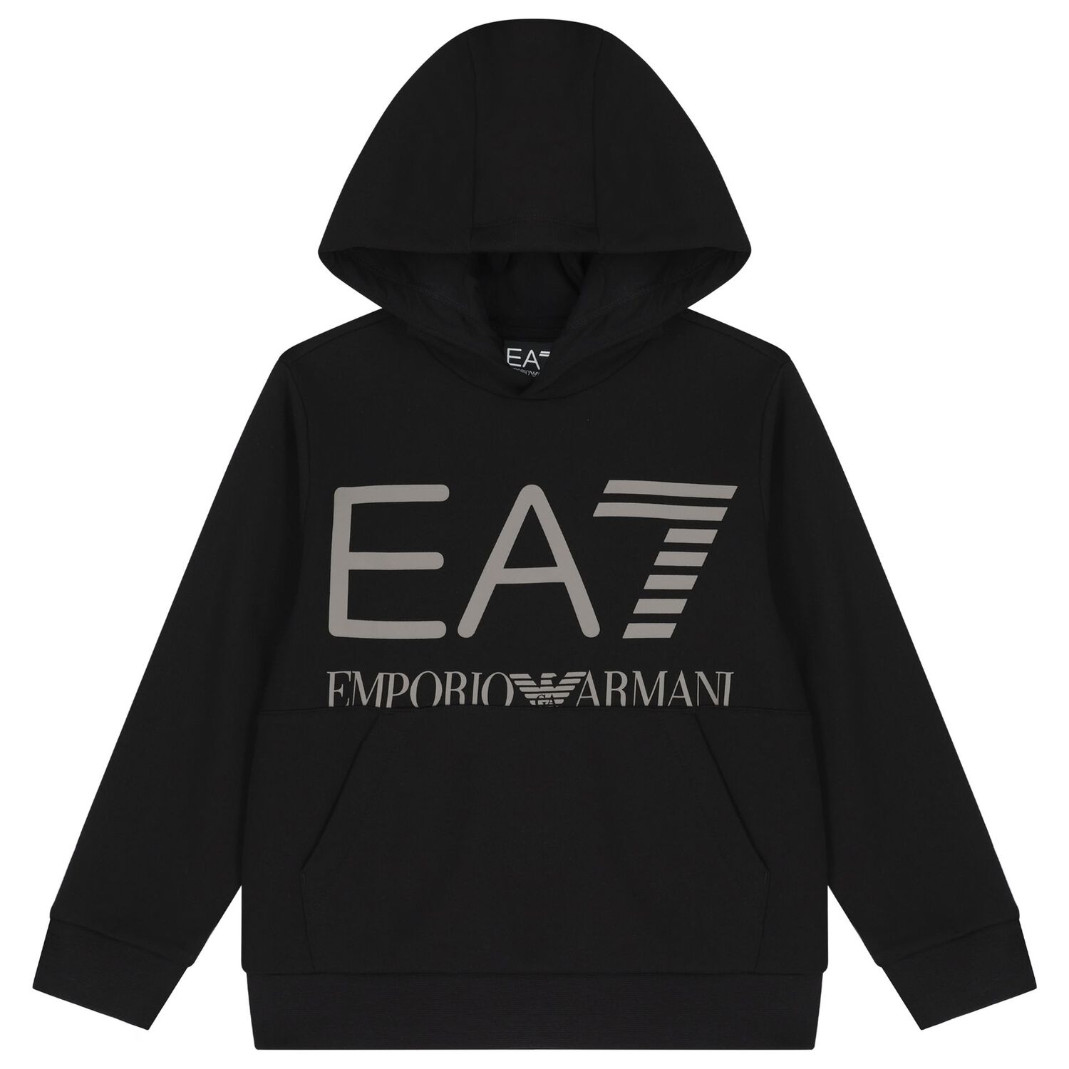 Boys Black Logo Hooded Top, 1, hi-res