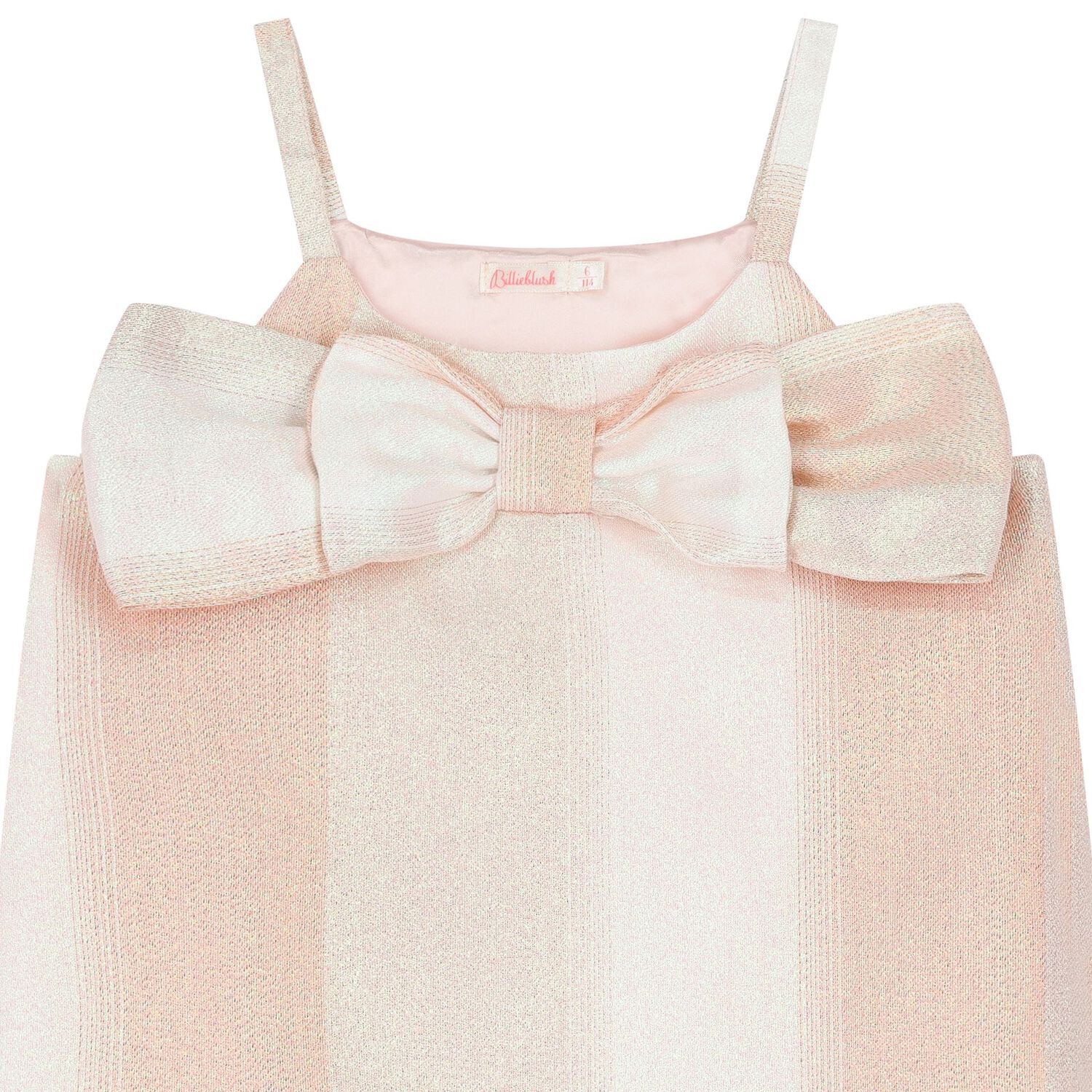 Girls Pink Bow Iridescent Dress, 1, hi-res