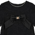 Girls Black Lace & Satin Bow Dress, 1, hi-res