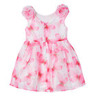 Girls White & Pink Butterfly Dress, 2, hi-res