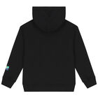 Boys Black Logo Hooded Top, 1, hi-res