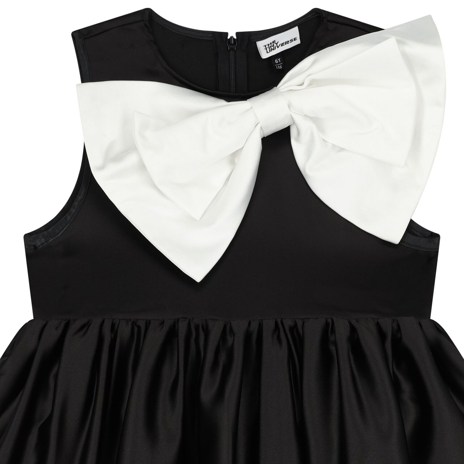Girls Black & White Bow Dress, 2, hi-res image number null