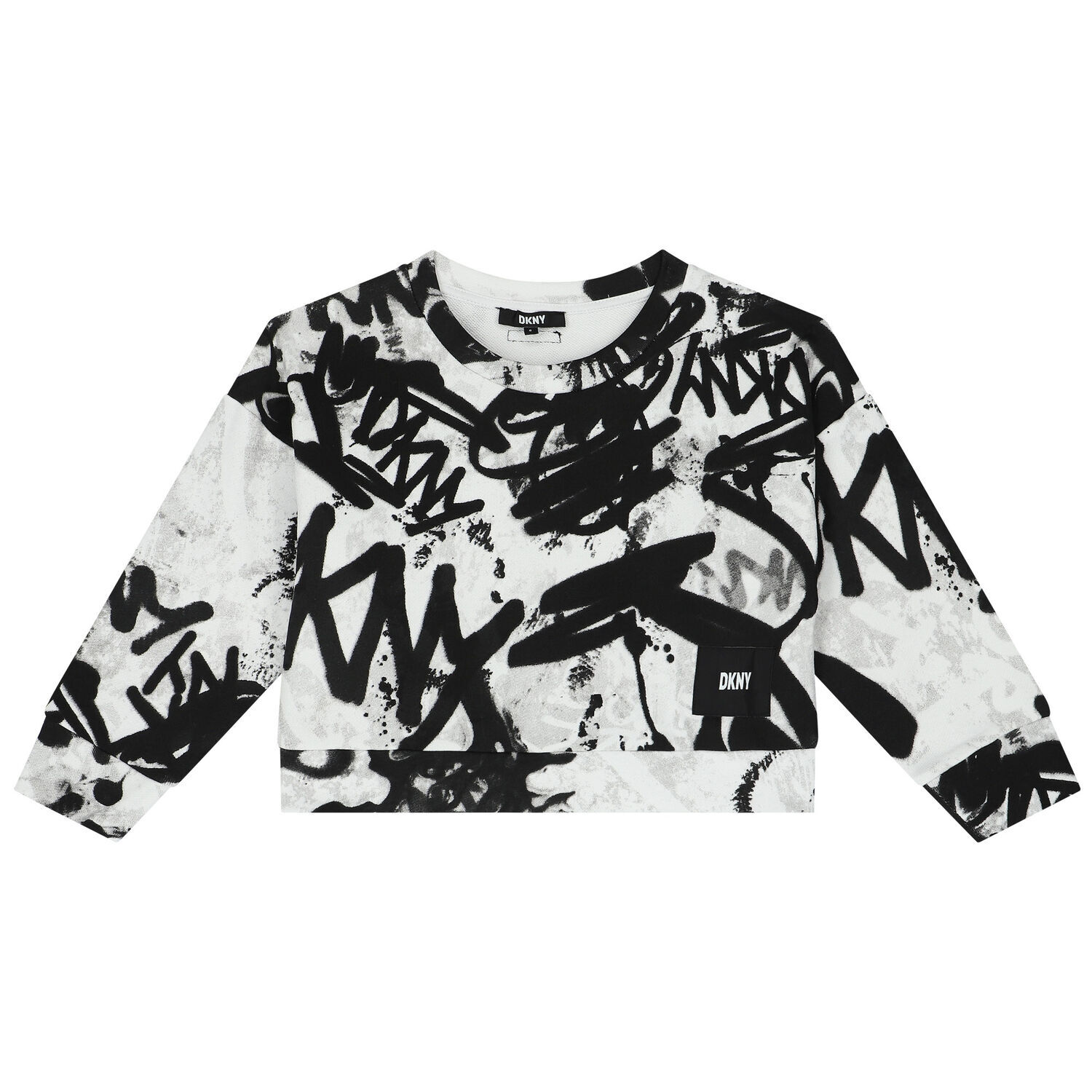 White & Black Graffiti Logo Sweatshirt, 1, hi-res