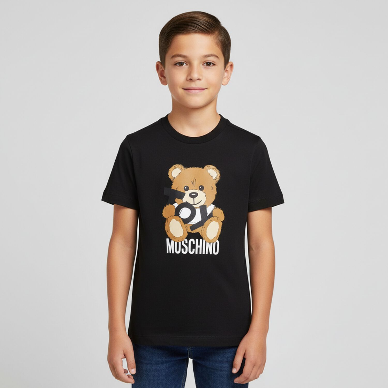 Black Teddy Bear Logo T-Shirt, 6, hi-res