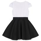 Girls White & Black Logo Dress, 1, hi-res