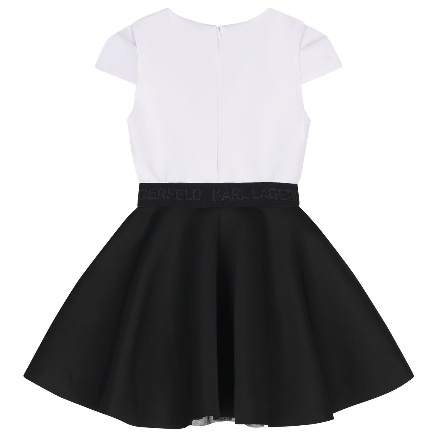 Girls White & Black Logo Dress, 1, hi-res