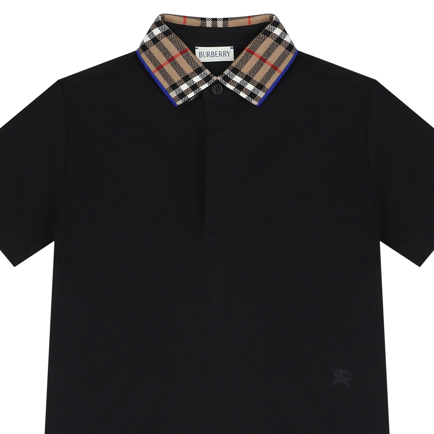 Boys Black Logo Check Polo Shirt, 2, hi-res image number null